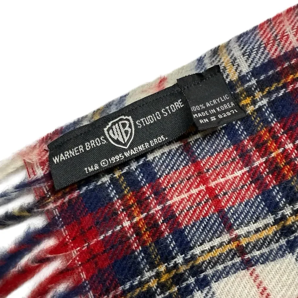 Vintage Warner Bros Studio Store Bugs Bunny Plaid Scarf 1995
